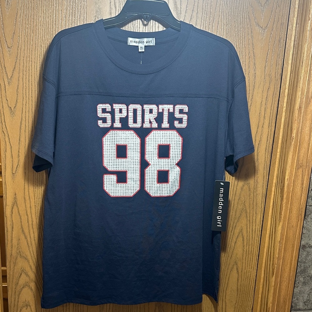 Madden Girl Navy Sports 98 Tee